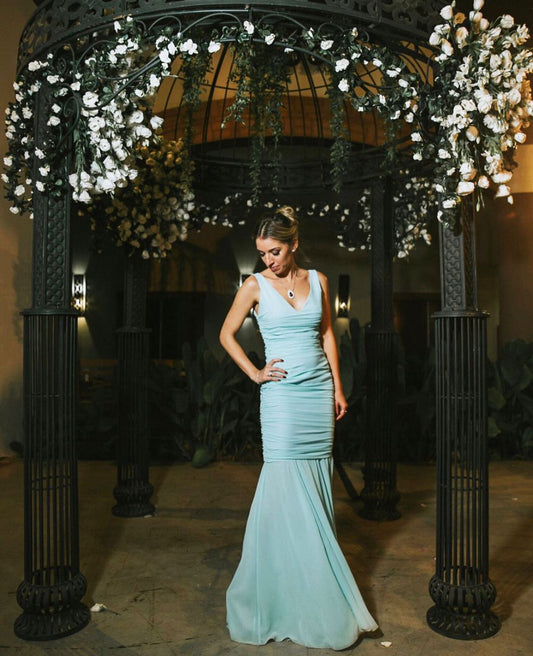 VESTIDO DRAPEADO DECOTE V