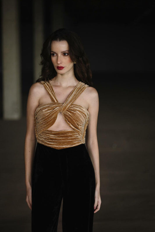 Macacão Plissado Veludo