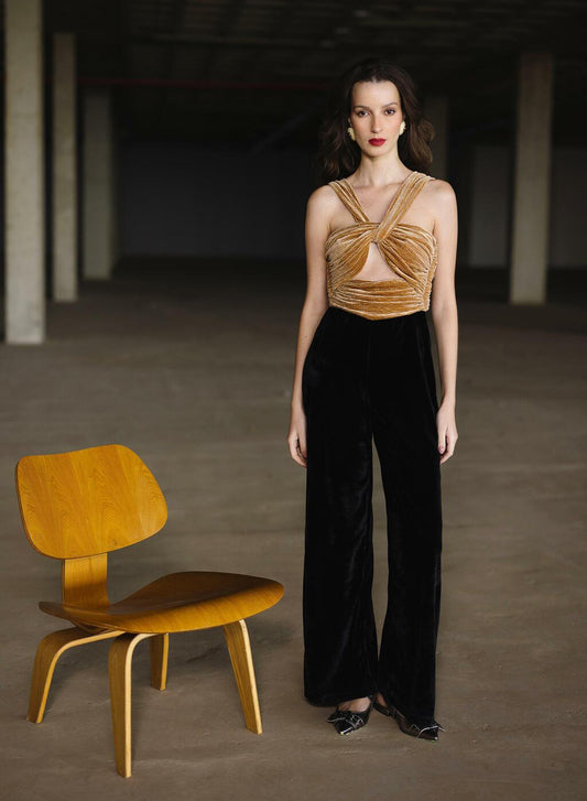 Macacão Plissado Veludo