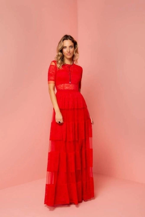 VESTIDO TULE MIX DE RENDA