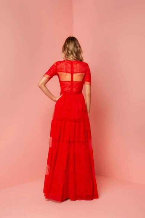 VESTIDO TULE MIX DE RENDA