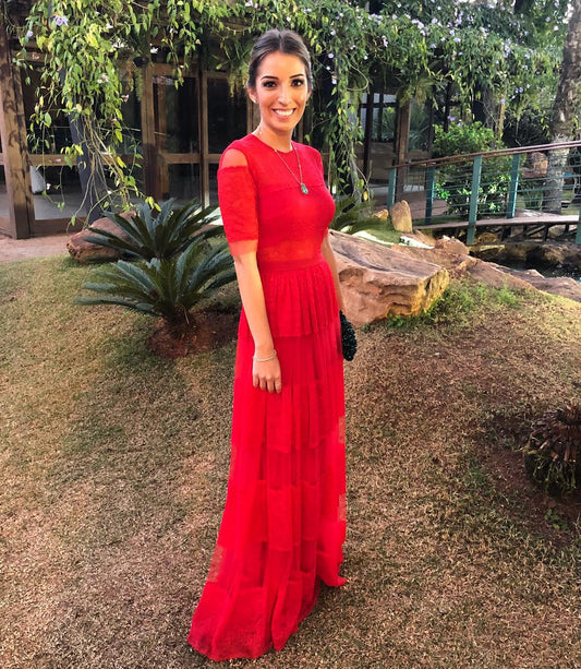 VESTIDO TULE MIX DE RENDA