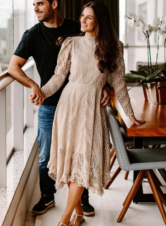 VESTIDO MIDI RENDA DEVORÊ