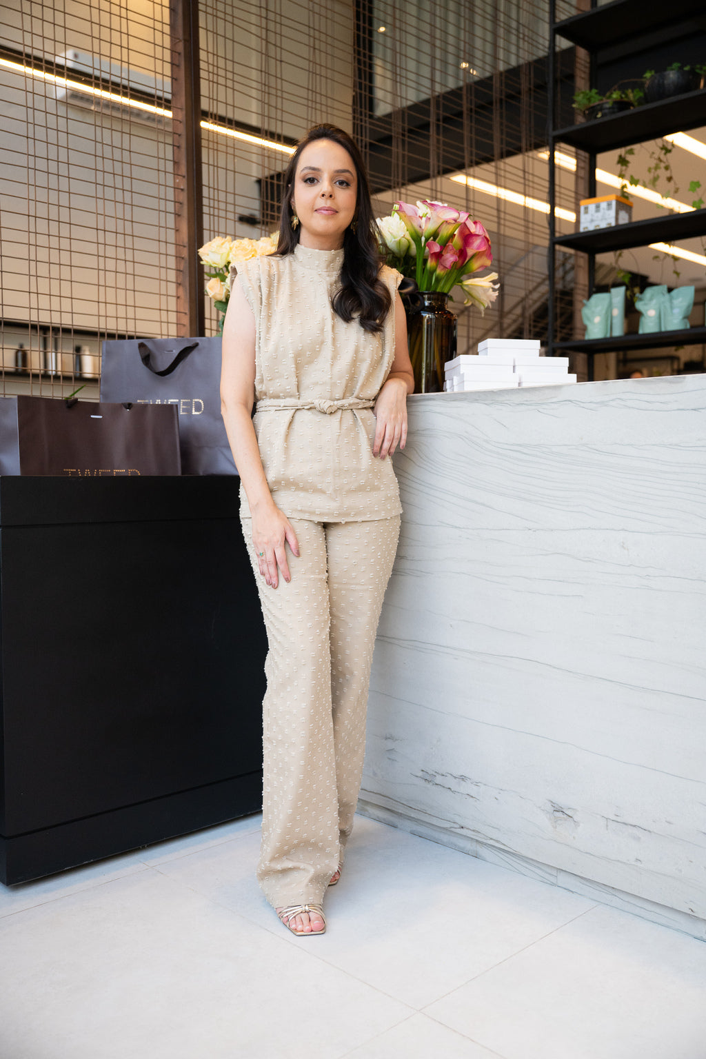 Conjunto Sarja Bordado Póas