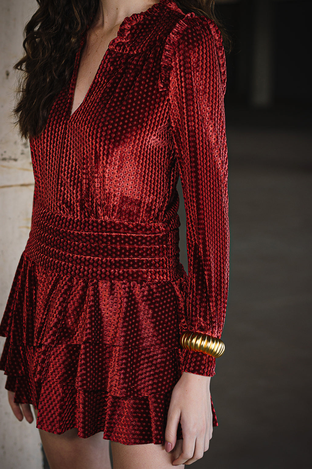 Mini Dress Veludo Texturizado