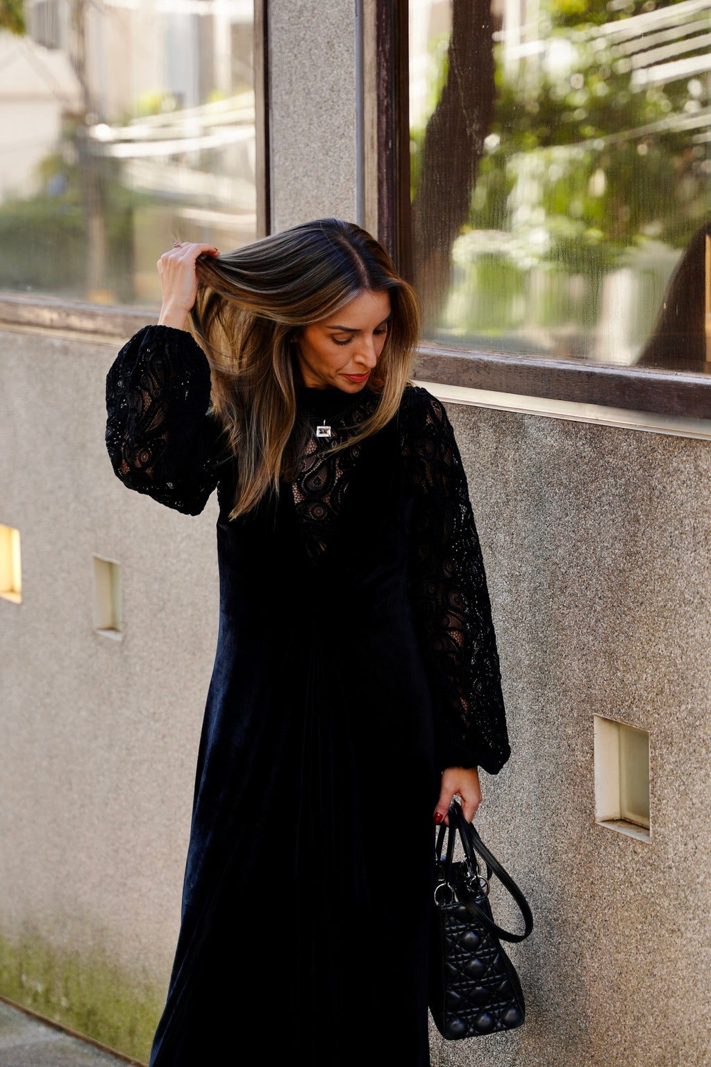 Vestido Longo Veludo Decote V