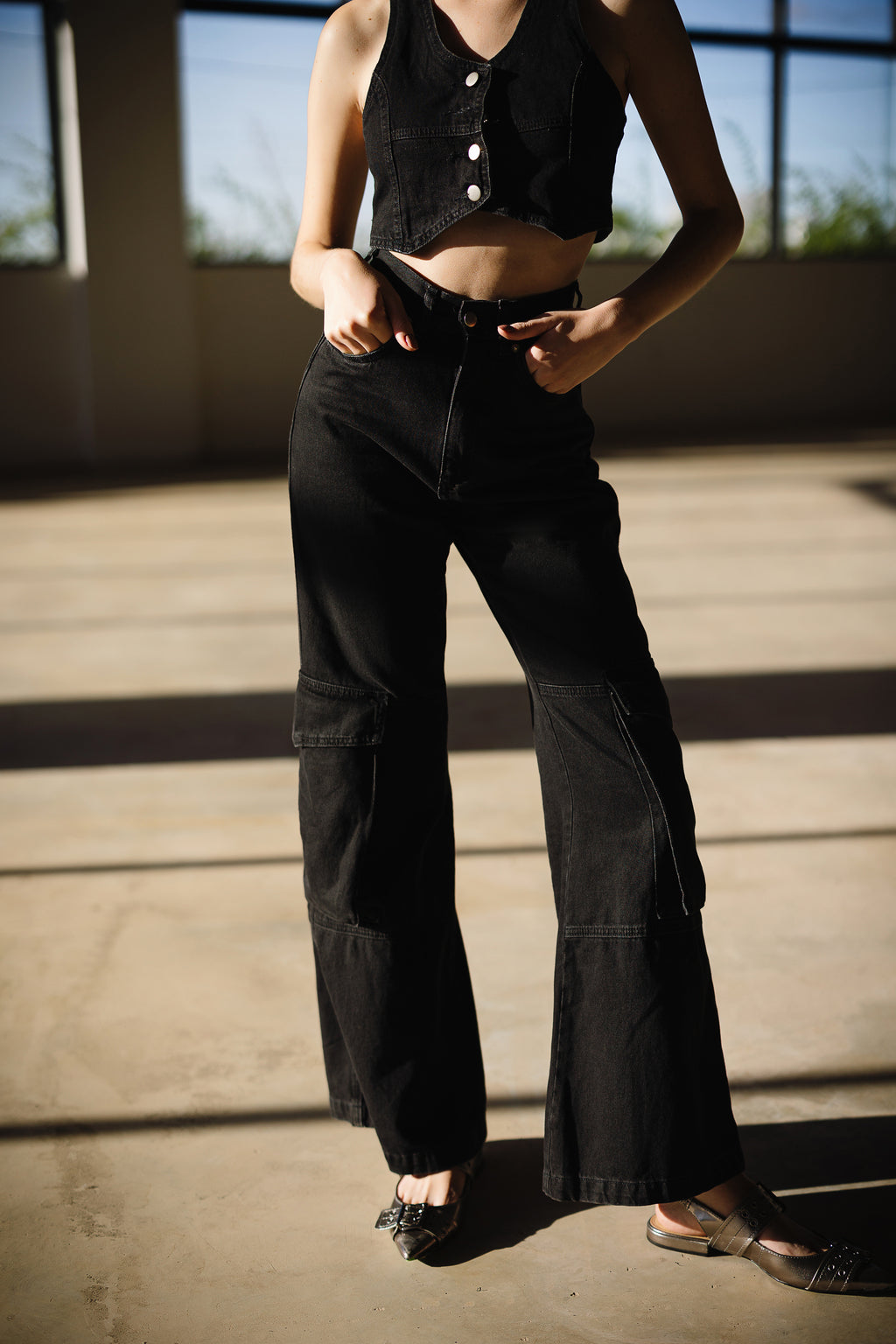Calça Jeans Black Bolso Cargo