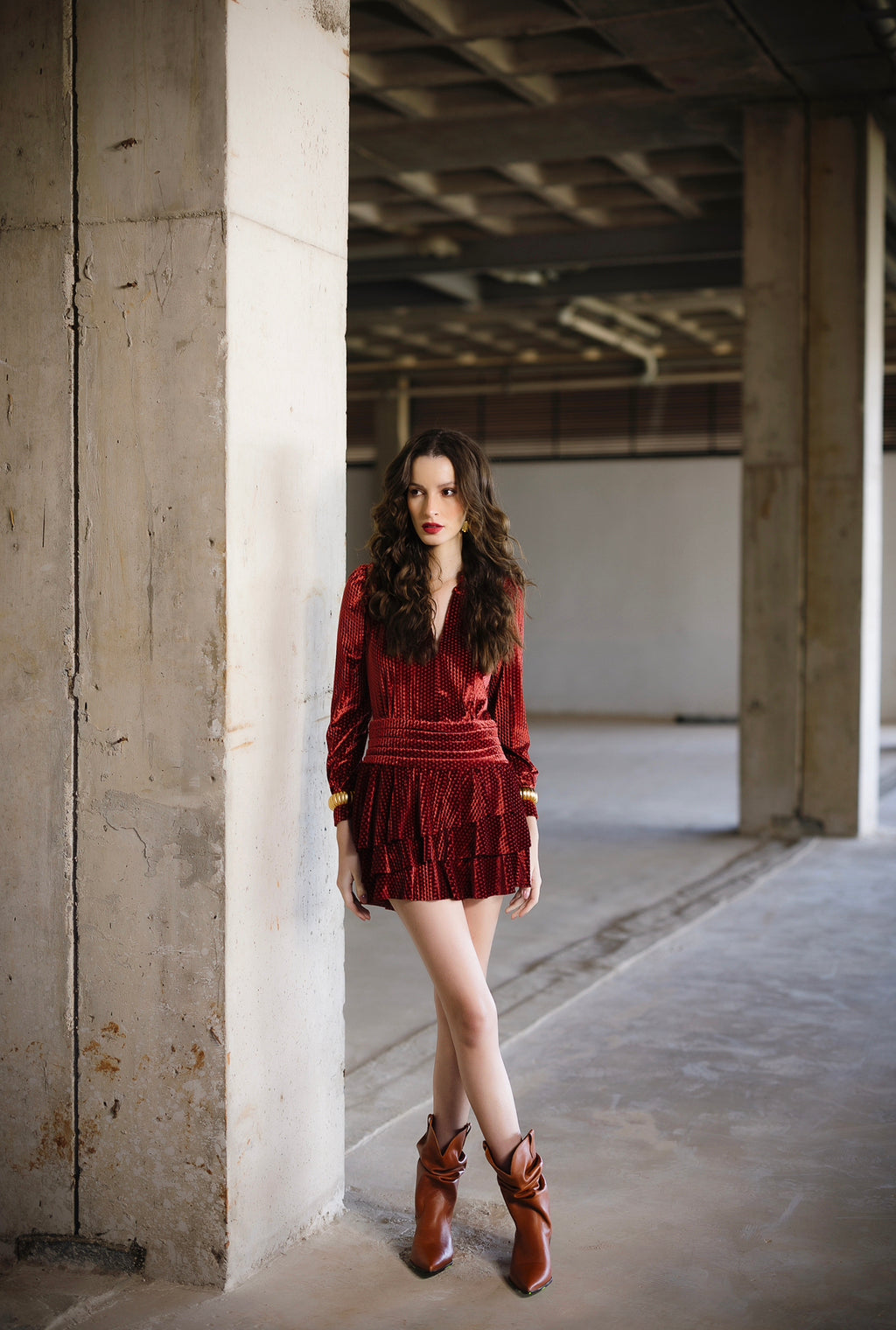 Mini Dress Veludo Texturizado