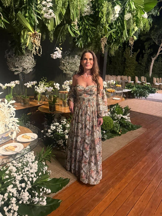 Vestido Longo Chiffon Paetê