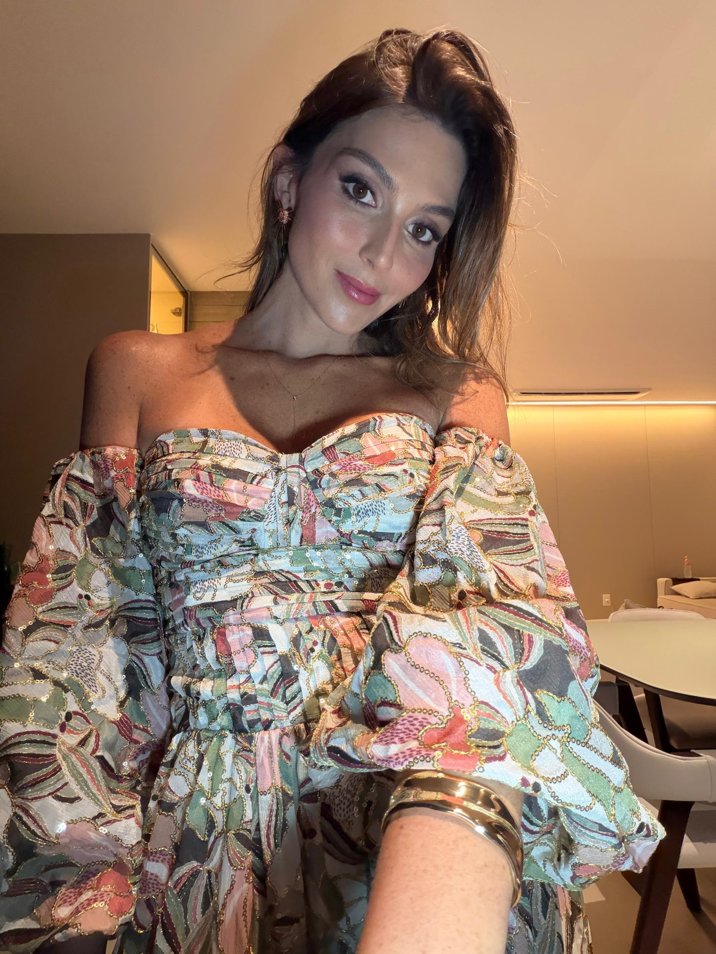 Vestido Longo Chiffon Paetê