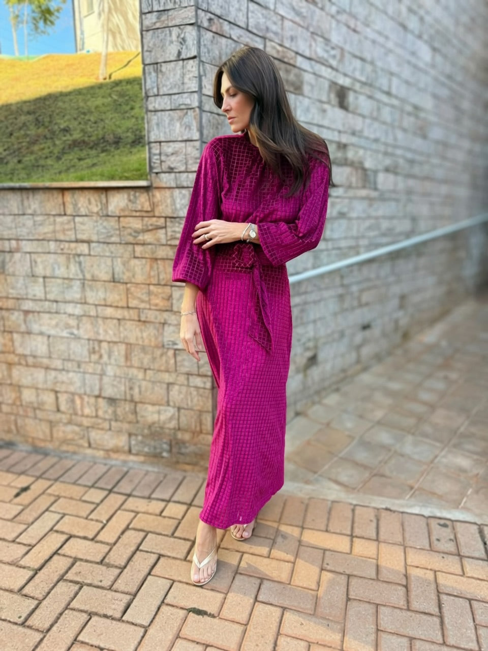 Conjunto veludo jacquard stripes lurex