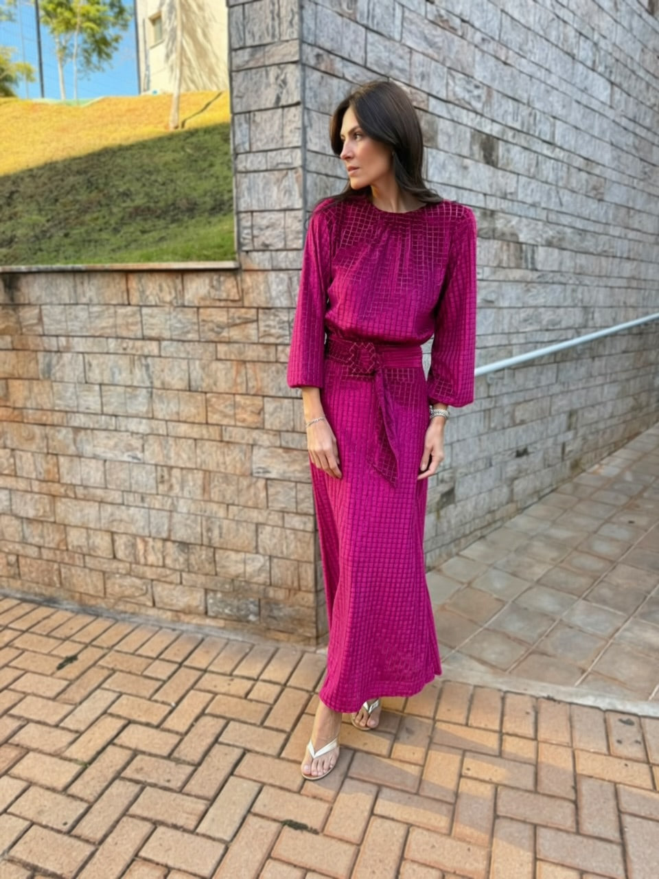 Conjunto veludo jacquard stripes lurex