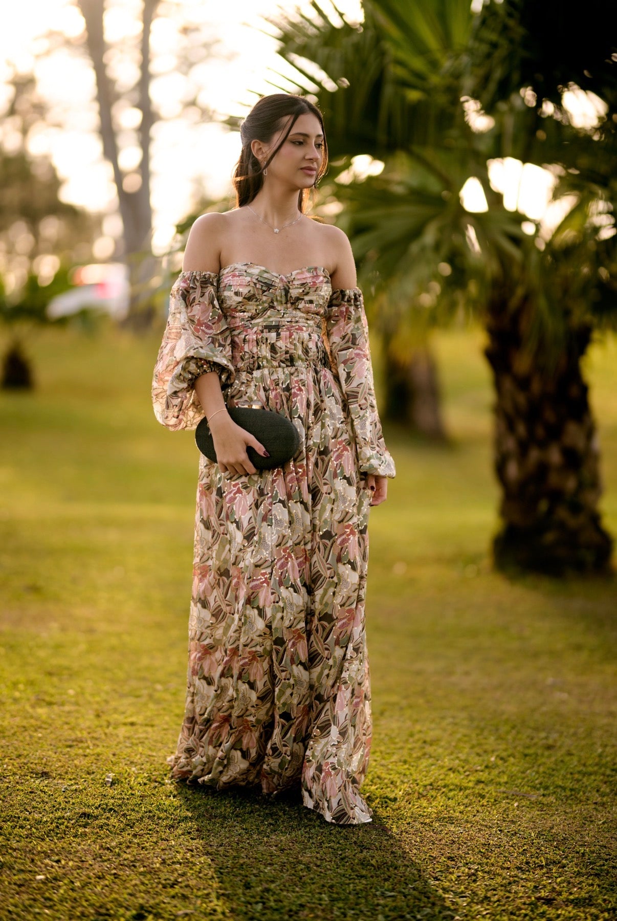 Vestido Longo Chiffon Paetê