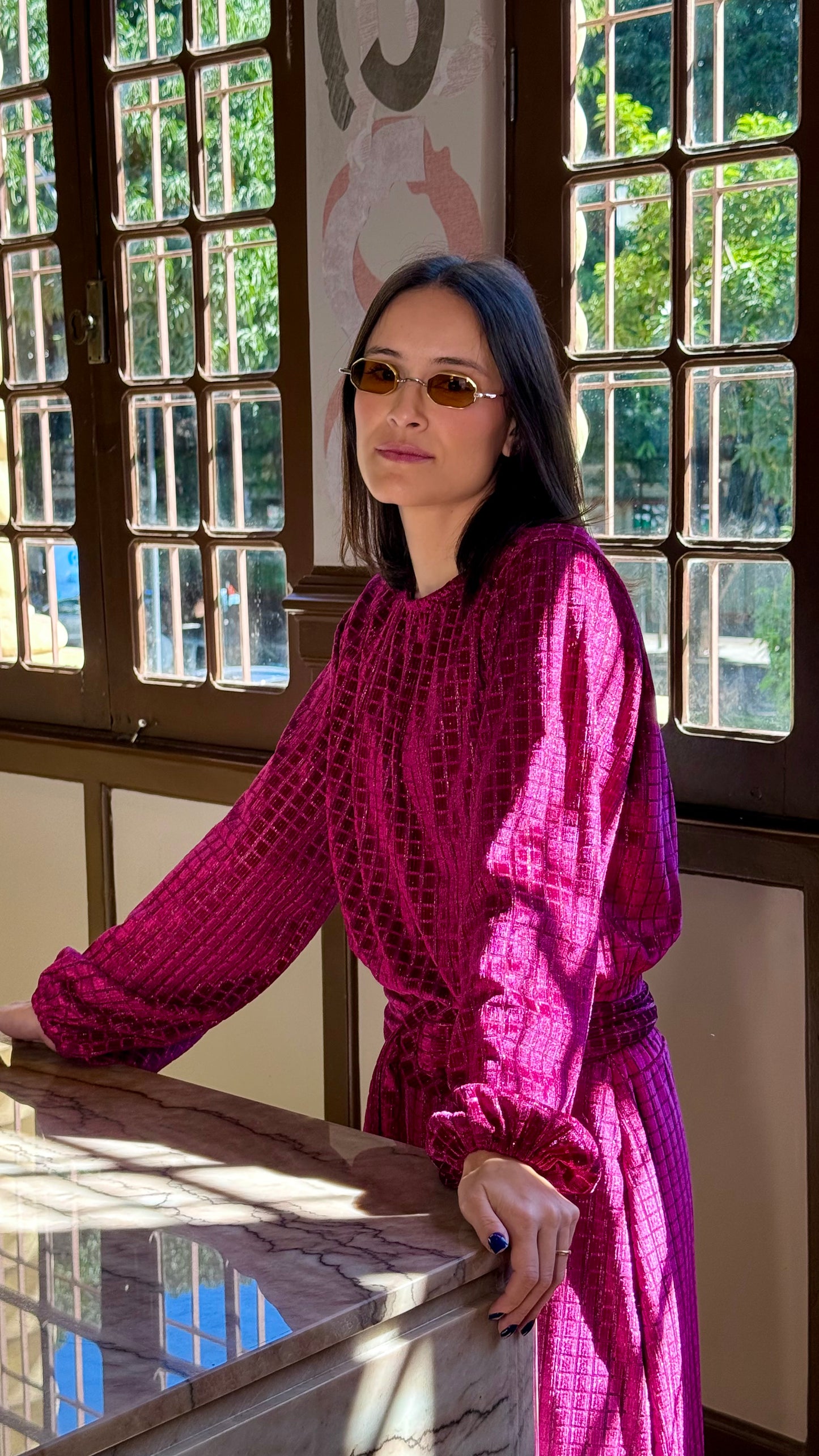 Conjunto veludo jacquard stripes lurex