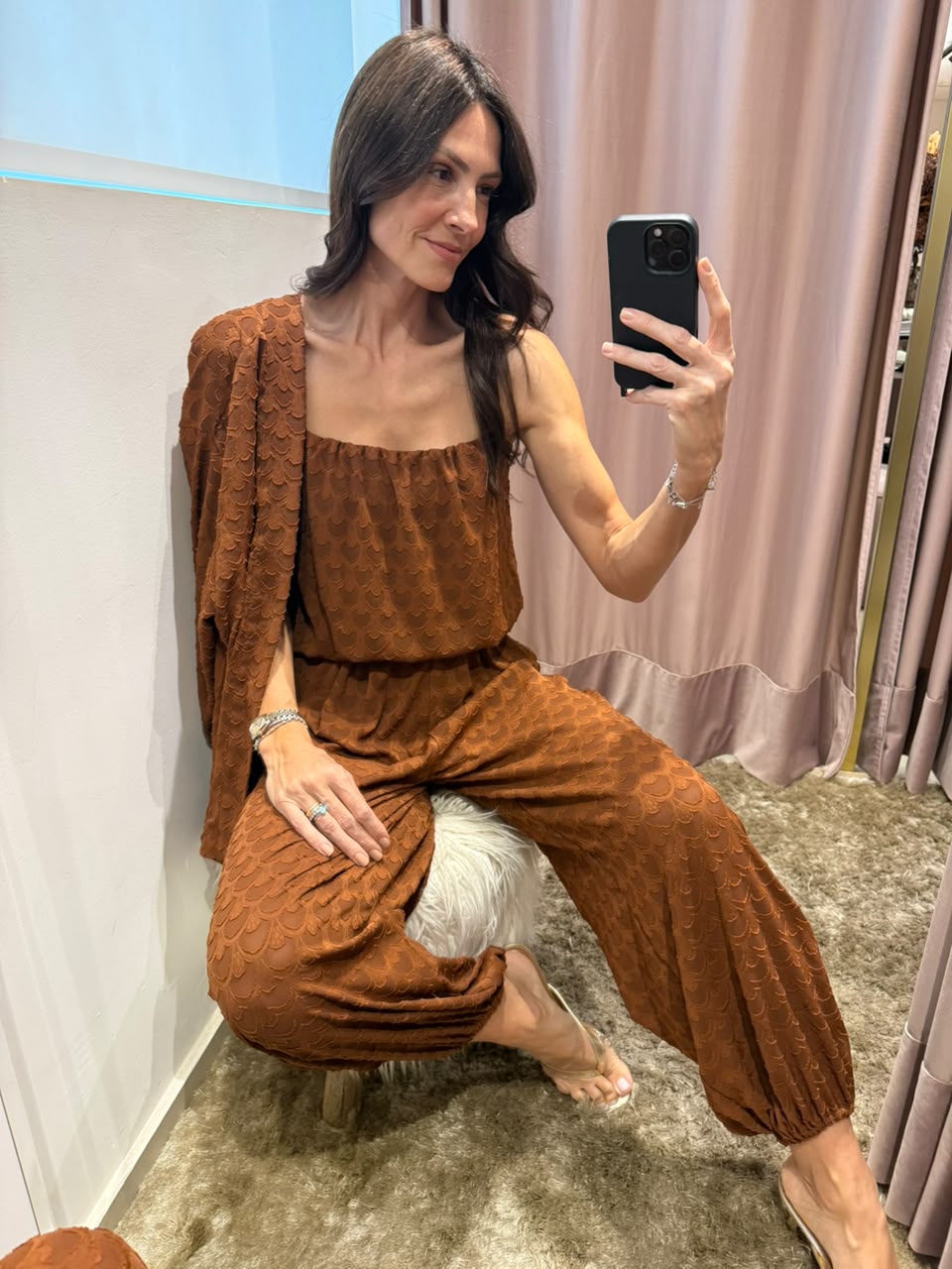 Conjunto em chiffon bordado