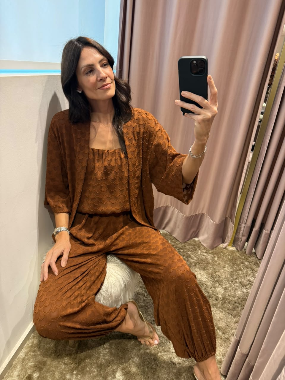 Conjunto em chiffon bordado
