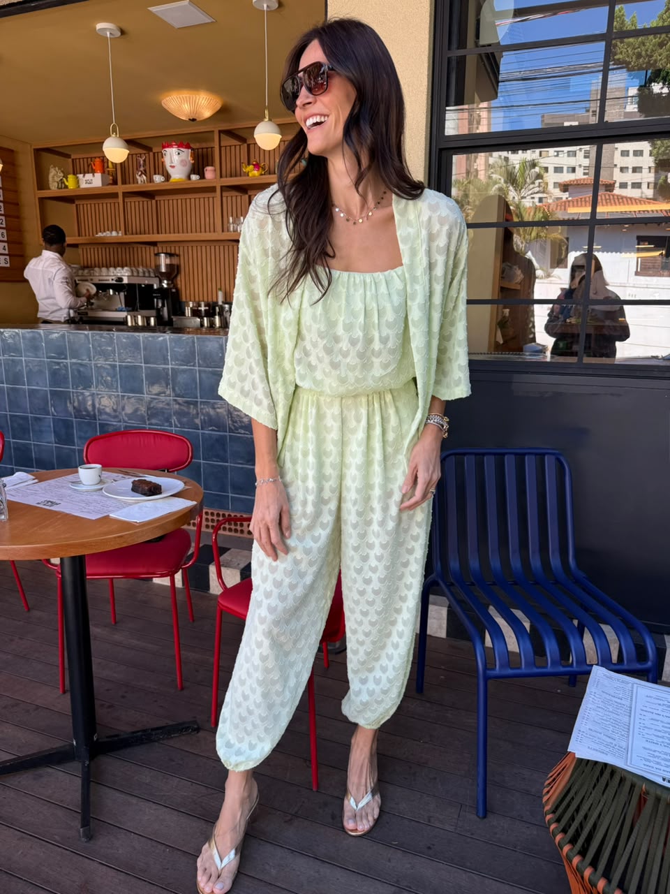 Conjunto em chiffon bordado