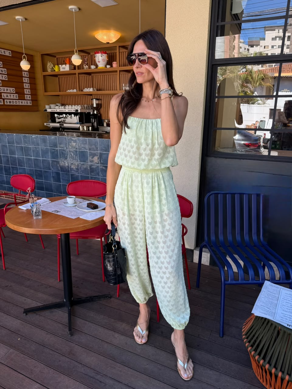 Conjunto em chiffon bordado