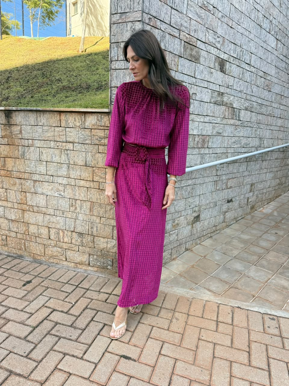 Conjunto veludo jacquard stripes lurex