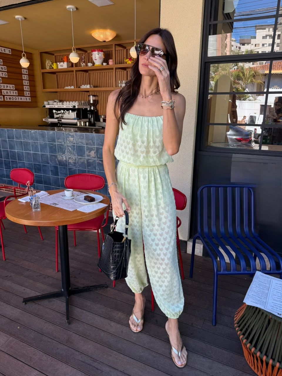 Conjunto em chiffon bordado