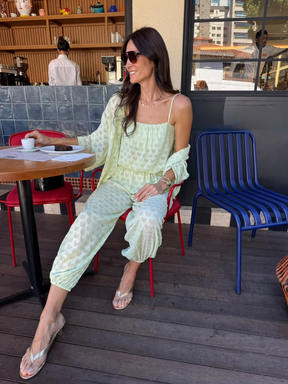 Conjunto em chiffon bordado