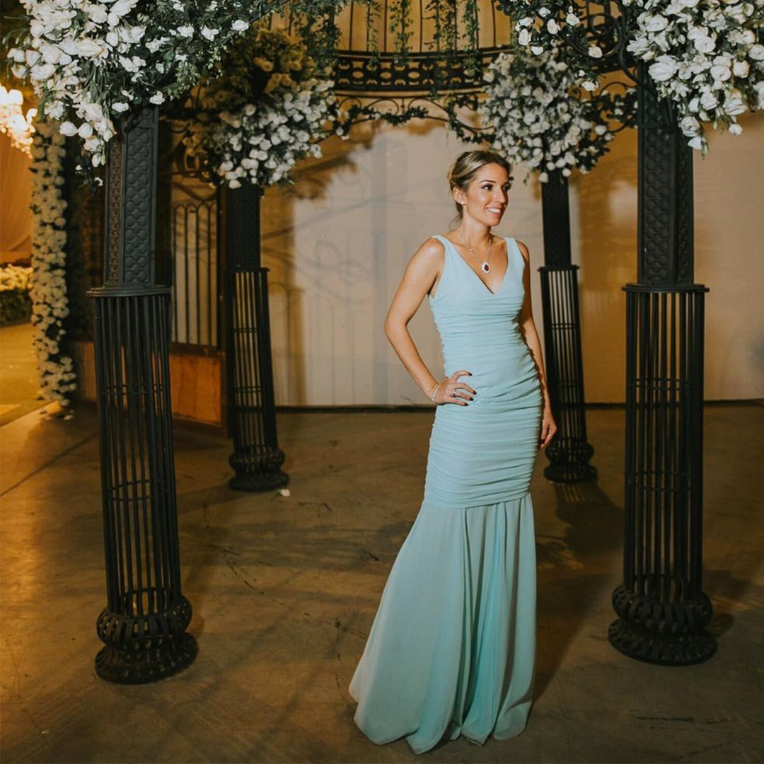 VESTIDO DRAPEADO DECOTE V