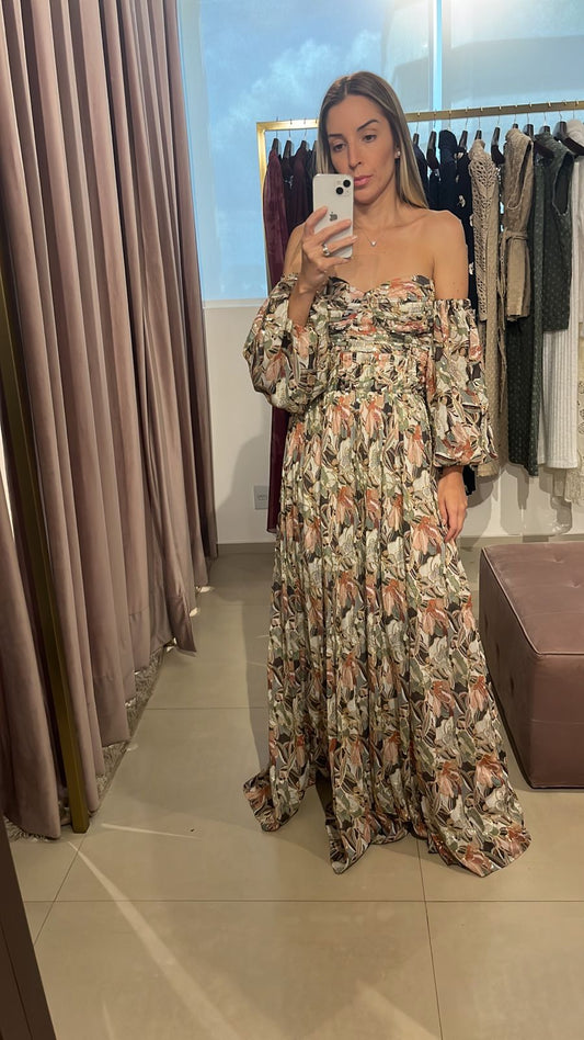 Vestido Longo Chiffon Paetê