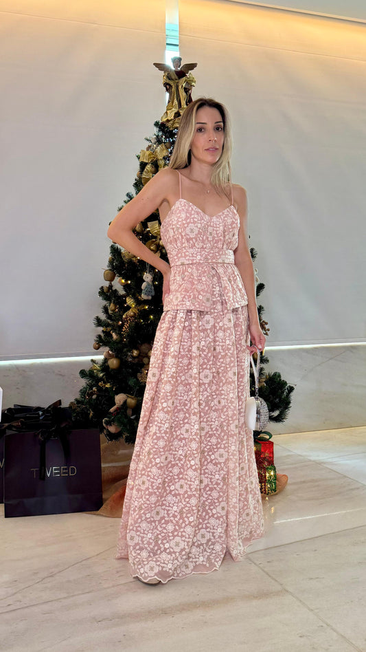 Vestido em Chiffon Bordado